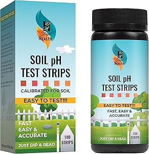 Soil pH Test Kit - Fast Testing at Home for Plants, Gardens, Lawns, Vegetables, More | Accurate & Easy Tester for Outdoor & Indoor Dirt with 100 Soil Test Strips pH 3.5-9.0