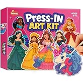 Iniceu Princess & Unicorn Press-in Fabric Art Kit, No-Glue Poke-in Craft Set, Mess-Free Dress-Up Arts and Crafts for Kids, Creative Gift for Girls & Boys Ages 4 5 6 7 8 9