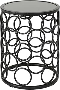 Christopher Knight Home Athena Indoor Modern 16 Inch Finish Side Table, Grey Ceramic Tile/Black Metal