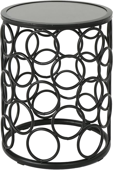 Christopher Knight Home Athena Indoor Modern 16 Inch Finish Side Table, Grey Ceramic Tile/Black Metal