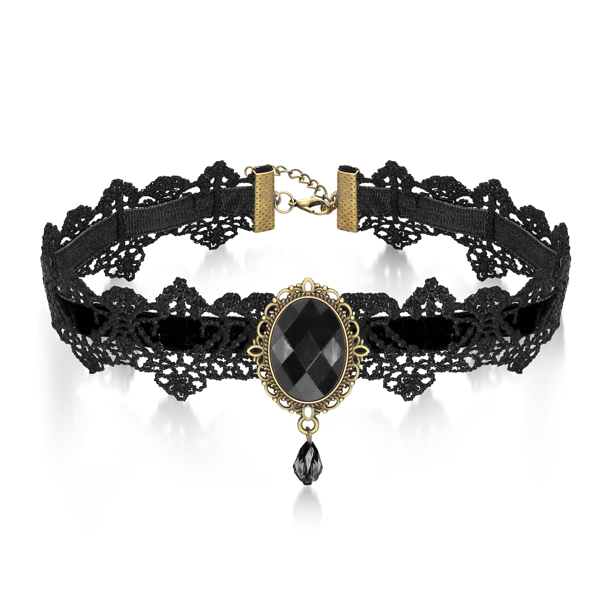 AILUOR Women's Gothic Retro Lolita Beads Chain Vampire Pendant Necklace Black Adjustable