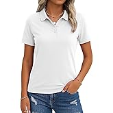 SMENG Women's Golf Polo Shirt 3-Button Quick Dry UPF 50+ Casual Work Short Sleeve Collared Top