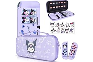 DLseego Little Evil Rabbit Switch Case Set Purple Carrying Case with 12 Slots Cute Silicone Protective Case Soft Cover with 4