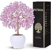 YATSKIA Rose Quartz Crystals Tree, Crystals and Healing Stones, Pink Crystal Tree, Office Decor for Women, Birthday Gifts for Women, Crystal Decor, Spiritual Gifts