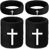 Soulchen Cross Bicep &amp; Wrist Bands Absorbent Sweatband Set | Christian, Breathable Soft Cotton, Wristbands Armbands for Football Baseball Players Sports Accessories, Men and Women
