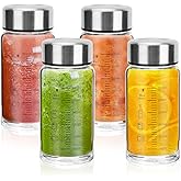souG 4 Pack 14oz Juice Bottles，Wide Mouth Glass Water Bottles with Lids - for Juicing, Smoothies, Milk, Protein, BPA Free, Reusable, Stainless Steel Lids, Leak Proof, Shaker bottle (14oz/400ml)