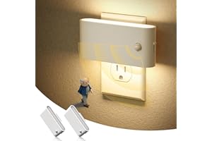 JandCase Motion Senor Night Light,2 Pack Night Lights Plug into Wall, 0-100 LM Dimmable Plug in Nightlight, LED Night Light, 3000K Warm White for Bedroom Bathroom Hallway Home Decor