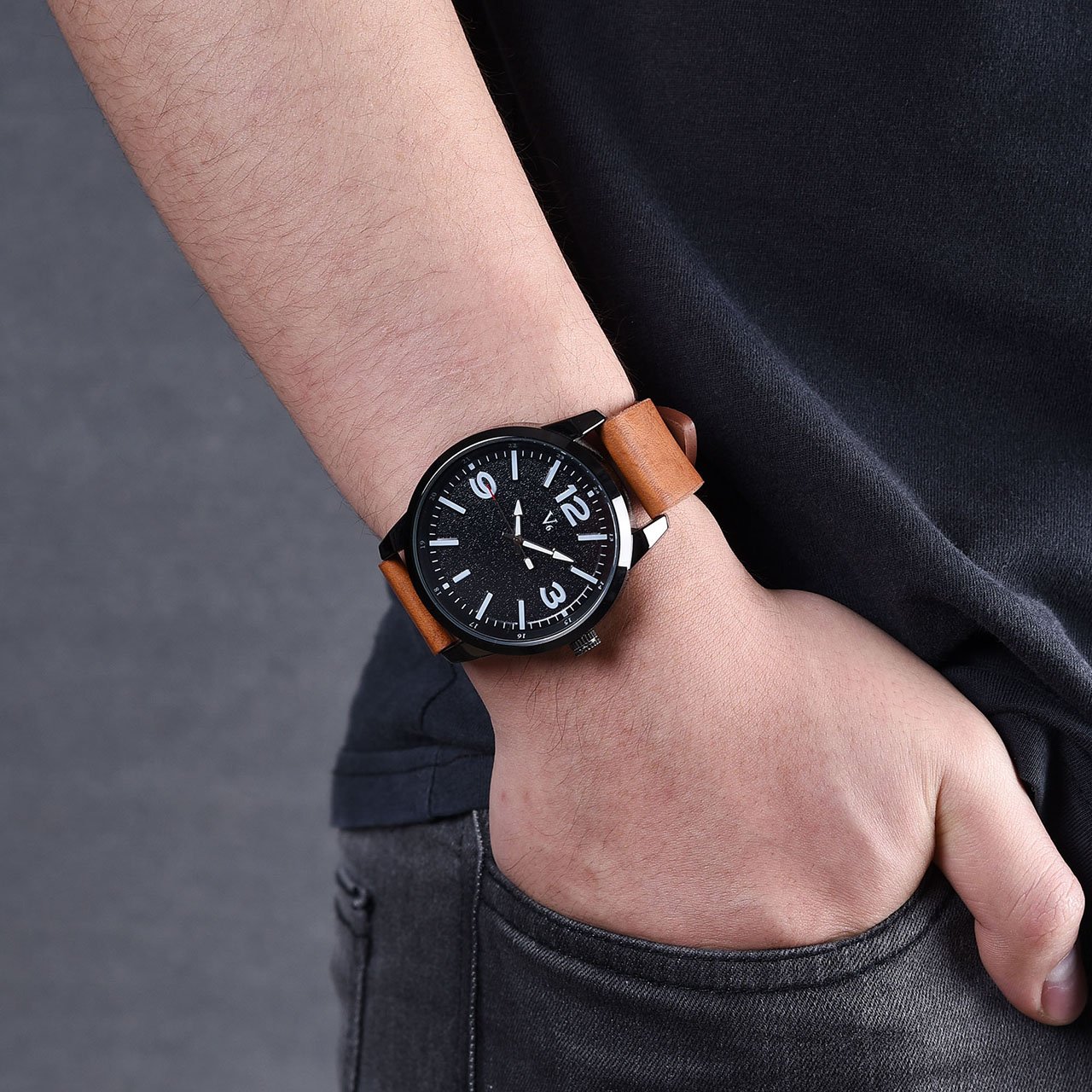 JSDDE Uhren,Vintage Klassische Armbanduhr Wasserdicht Einfaches Design Matt Wähl Quarz Uhrwerk Uhr Herren Bahnuhr