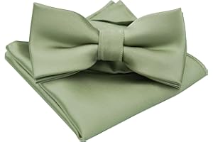 BEWDIO Bow Ties for Boys Pre Tied Toddler Bow Tie Adjustable Kids Bowties with Pocket Square Set for Wedding Party