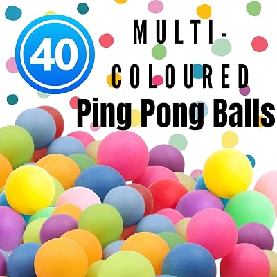 WHEELIO 40 Pack Ping Pong Balls 40mm PP Plastic Multi-Colored for Craft Party