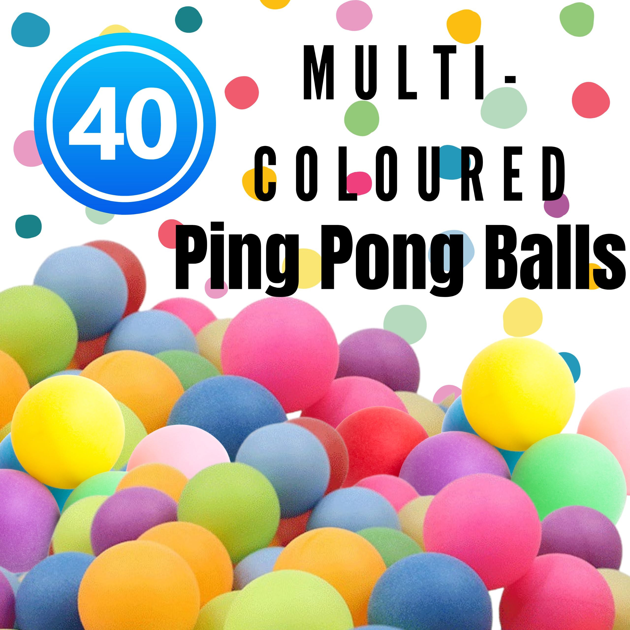 WHEELIO 40 Pack Ping Pong Balls Plastic Table Tennis Ball Ideal for Craft Party School Learning Activities, Family Games, Kids, Cat Balls, Cat Toys