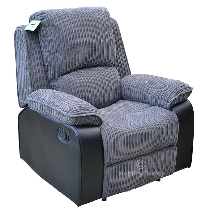 POSITANO MANUAL RECLINER CHAIR (GREY) FABRIC/BONDED LEATHER Amazon.co