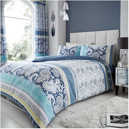 Gaveno Cavailia Luxurious Kira Bed Set With Duvet Cover And Pillow Cases Polyester Cotton Blue Super King