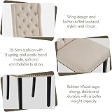 Yaheetech Dining Chairs Set of 6 Beige Upholstered Tufted with Nailhead Trims view 5