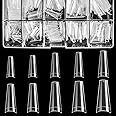 Clear Acrylic Nail Tips - Coffin Nail Tips BTArtbox 500pcs Artificial Ballerina shaped Fake Nails Half Cover False Nail with Case for Nail Salons and DIY Nail Art, 10 Sizes