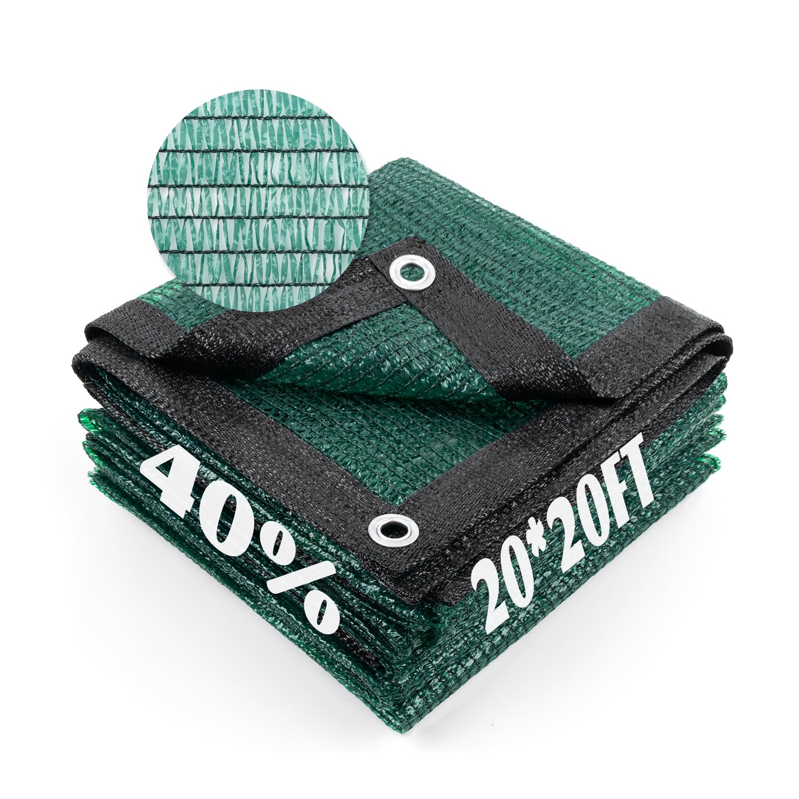 Cool Area 40% Sun Shade Cloth Mesh Tarp with Grommets for Plant Cover 20x20ft Patio Canopy Garden Pergola Greenhouse Car Barn Kennel Dark Green Image