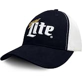 Tee Luv Miller Lite Beer Baseball Hat (Navy/White) | Embroidered Miller Light Beer Ball Cap, Adjustable fit from 6 1/2 to 7 3/4, Snap Closure, Officially Licensed by Molson Coors