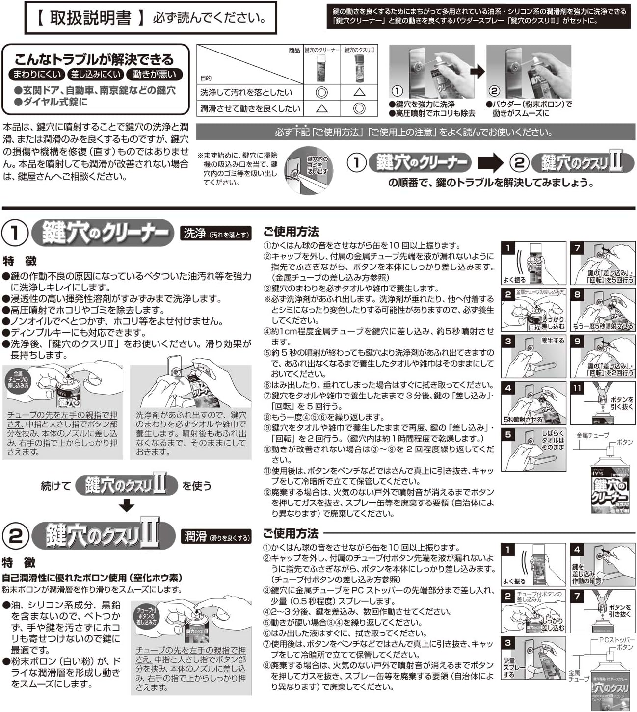 Amazon 建築の友 鍵穴のトラブル解決セット 鍵穴内の洗浄スプレー 潤滑スプレーのセット 品番 Kclkk Diy 工具 ガーデン
