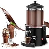 Commercial Hot Chocolate Machine, 10L/2.6Gal Beverage Dispenser, Black | 86-194&deg;F Adjustable Heat With Continuous Stirring. Clear Removable PC Bowl, 304 Stainless Steel Spout and Silicone Seal.