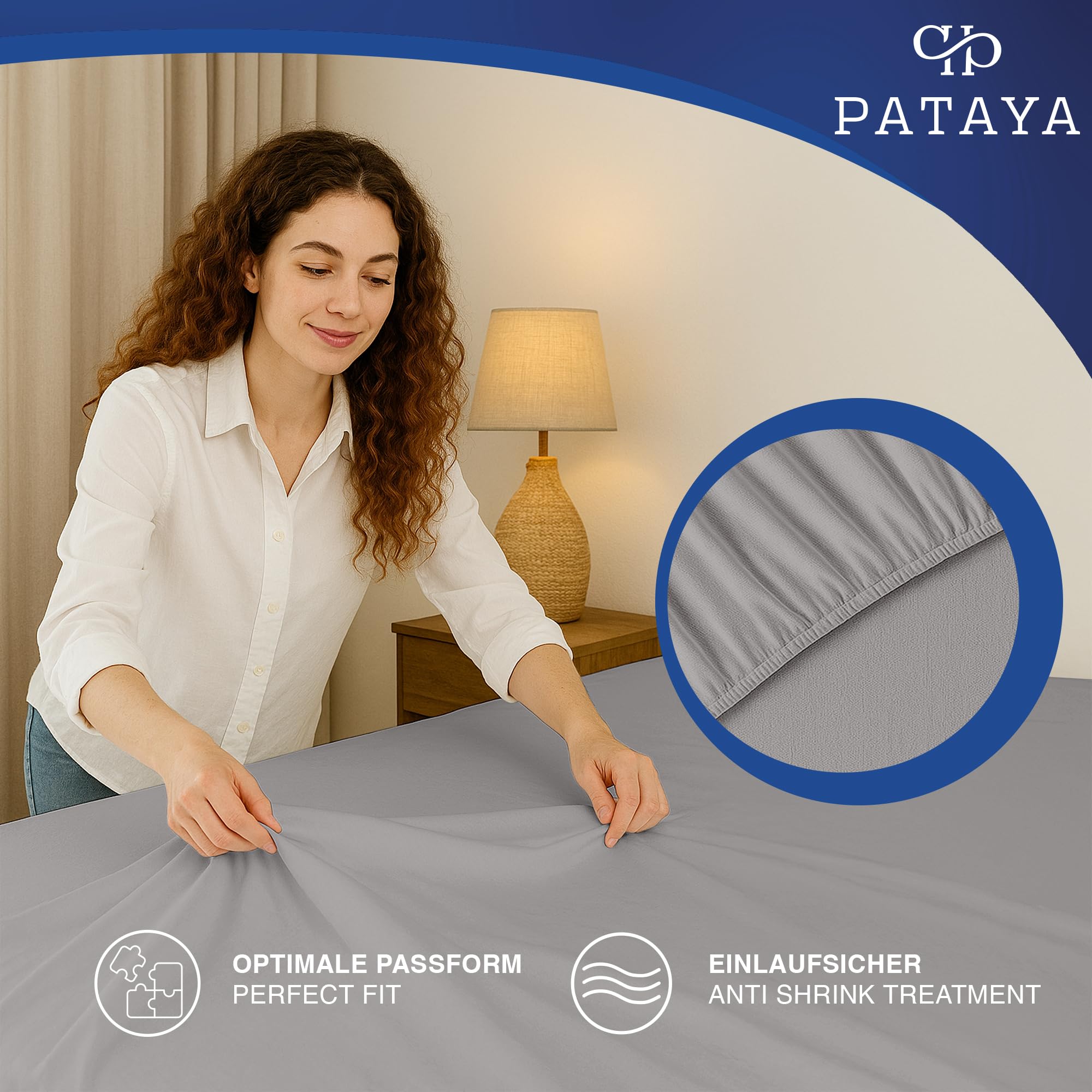 Pataya Spannbettlaken 180x200cm - Oeko-TEX Zertifiziert Baumwollmischung Spannbetttuch bis zu 25 cm Bettlaken für Boxspringbett Matratzen (Grau - 180x200) 3