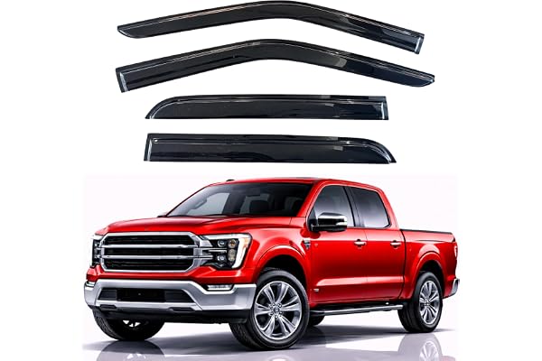 KPY Rain Guards Fit for 2015-2026 Ford F150 SuperCrew, Out-Channel Window Visor Vent Deflector 4PC, Truck Accessories for 2017-2026 F150 Raptor F250 F350 F450 F550 Super Duty Crew Cab (Full-Size Cabs)