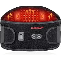 CUEHEAT Heated Waist Belt, Cordless Heating Pad for Low Back, Electrical Heating and Massage, Rechargeable Battery Powered (L