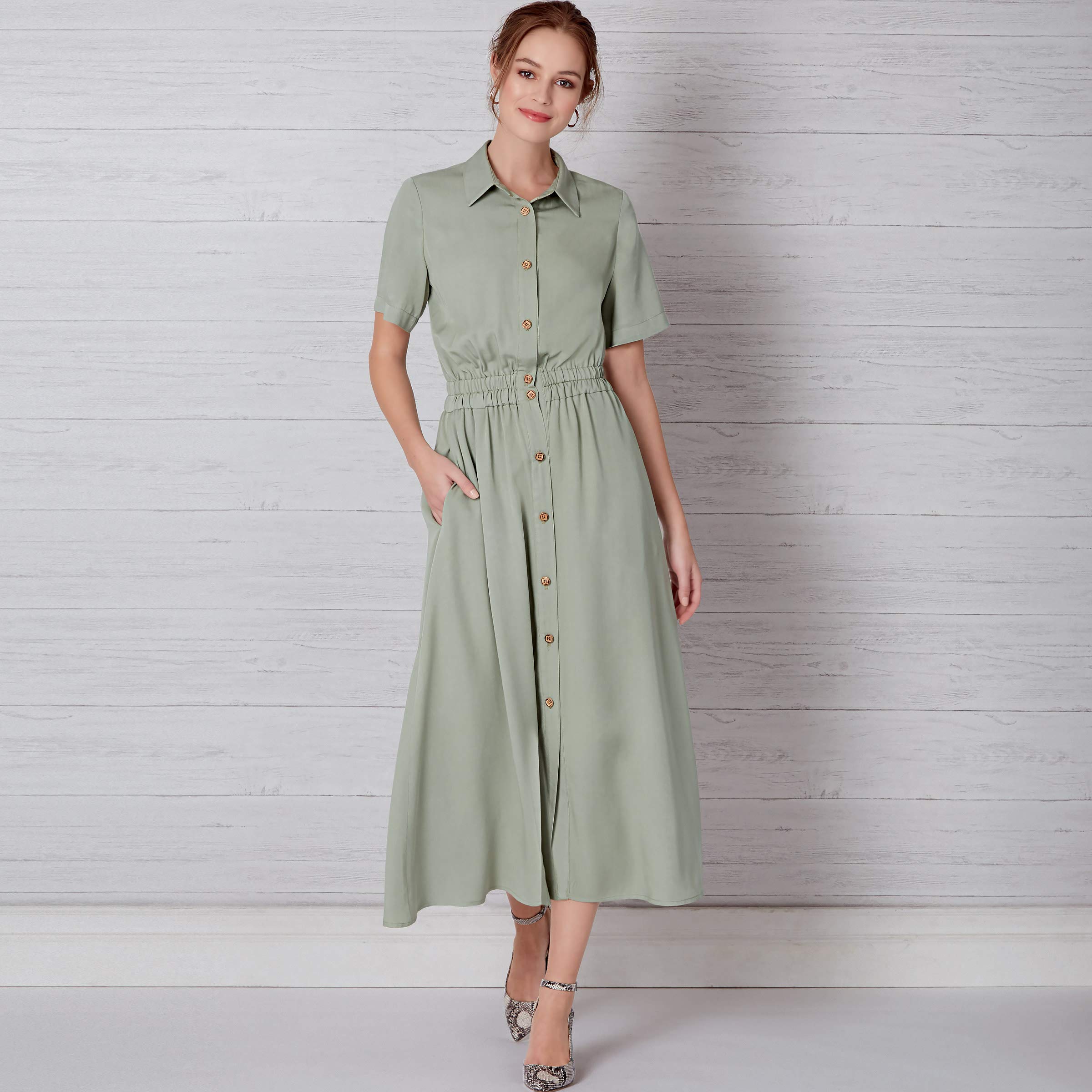 New Look Sewing Pattern N6651 Misses' Button Front Dress with Elastic Waist, Paper, Various, A (10-12-14-16-18-20-22), UN6651A