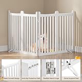 Yaheetech Wooden Dog Gate Indoor 4 Panels 202 cm L 91 cm H White view 6