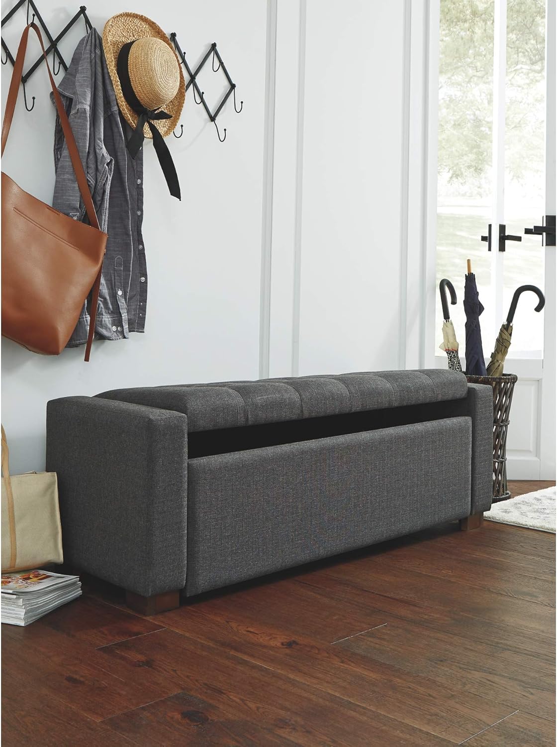 white storage bench with cushion on Entryway Furniture Signature Design By Ashley Cortwell Storage Bench Gray Storage Benches