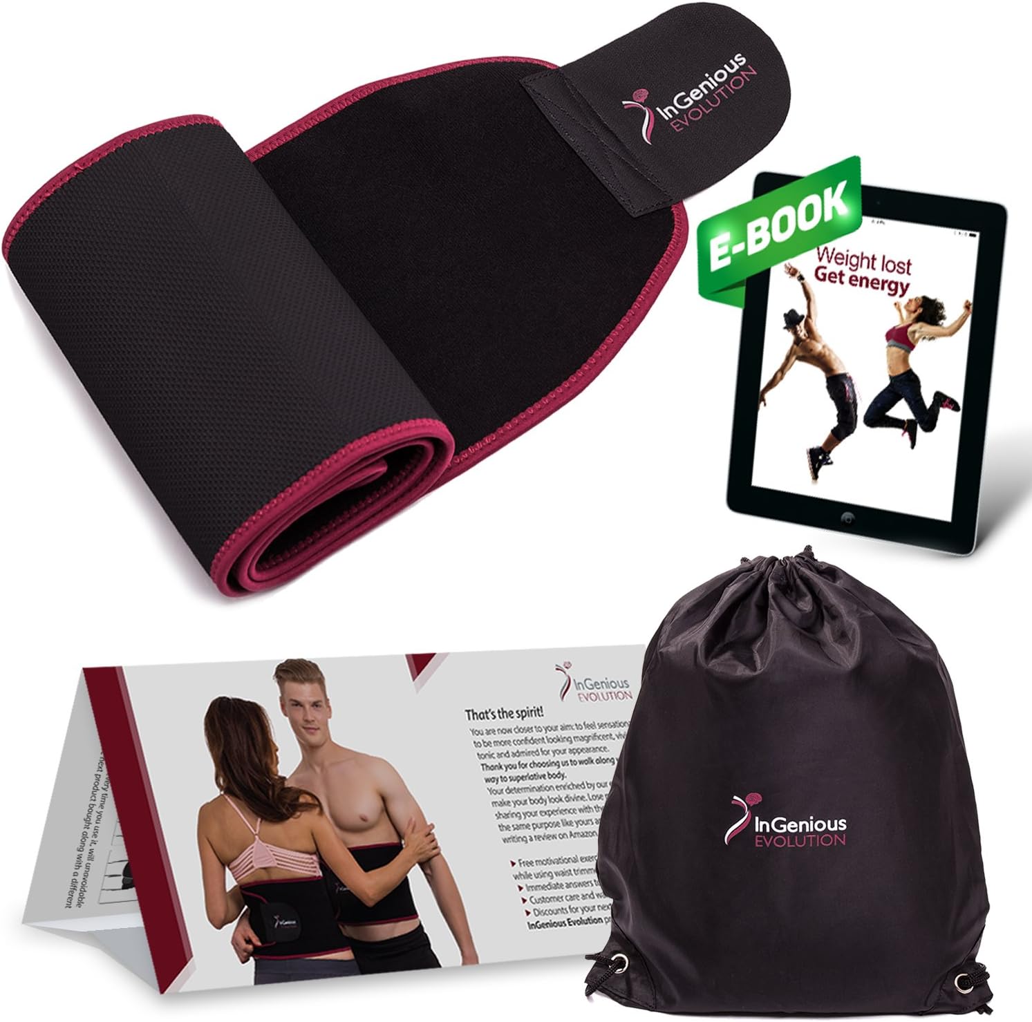 InGenious Evolution Sweat Waist Trimmer for women and men – Slimming belt from neoprene– Adjustable, fits most sizes – Sweat belt – Also suitable as lumbar support band