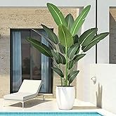 Roselywed Artificial Bird of Paradise Tree 7FT with 19 Leaves Realistic Thick Banana Leaf Tall Large Faux Tropical Plant 82 Inch Black Pot for Indoor Home Office Poolside Porch Mall Hotel School Decor