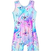 Domusgo Gymnastics Leotards for Girls Sparkly One Piece Sleeveless Tumbling Blue Purple Butterfly Unitards Size 4t 5t