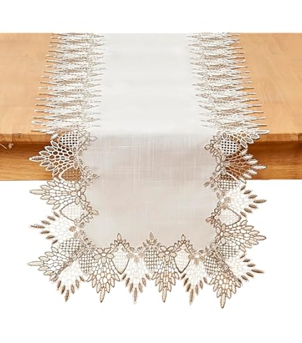 Amazon.com: Creative Linens White Battenburg Lace Table Runner Dresser Scarf  16x88 Hand Embroidery 1PC : Home & Kitchen
