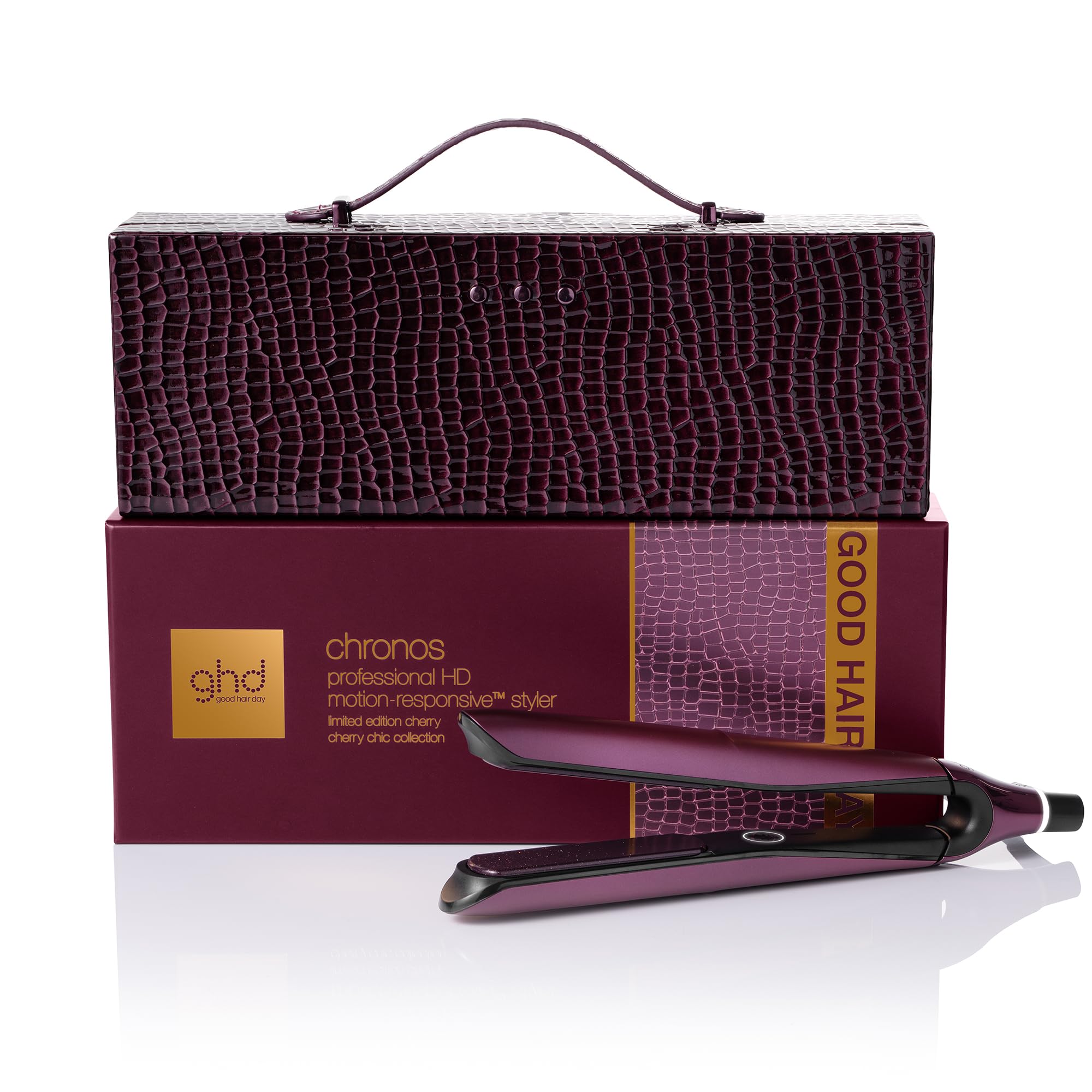 Photo 1 of ghd Chronos Styler - 1” Smart Flat Iron Hair Straightener with HD Motion-Responsive Technology, Faster Styling, 24-Hour Results, More Shine, Less Frizz & No Heat Damage - Limited Edition Cherry Chic