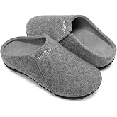 ERGOfoot Arch Support Slippers for Women Men, Wool Felt Clogs | Orthopedic House Shoes, Wide Feet Fit, Orthotic Plantar Fasciitis, Non-Slip Rubber Sole for Indoor Outdoor Wear