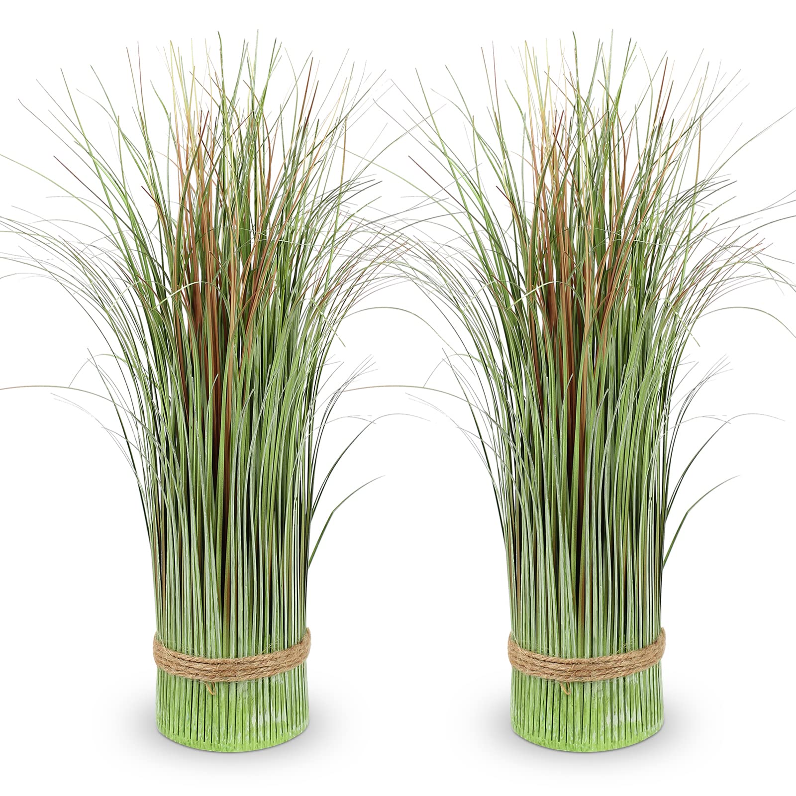 2PCS Artificial Plant Artificial Pampas Grass Fake Plants Faux Green Onion Grass Decorative Artificial Greenery Free Standing for Home Office Hotel Party Wedding Decoration