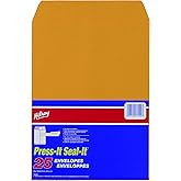 Hilroy Kraft Envelopes, 9" x 12", Press-it Seal-it Closure, 25 Per Pack (76044)