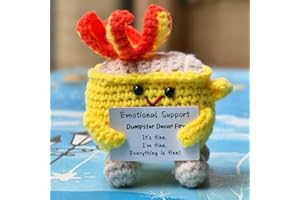 Levvohd Emotional Support Dumpster Decor Fire, Funny Handmade Crochet Dumpster Knitting Doll, Cute Desk Accessories for Women Office (Yellow)