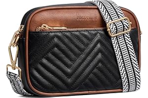 BOSTANTEN Crossbody Bags for Women Vegan Leather Quilted Purses Small Shoulder Bag Ladies Handbags with Wide Strap