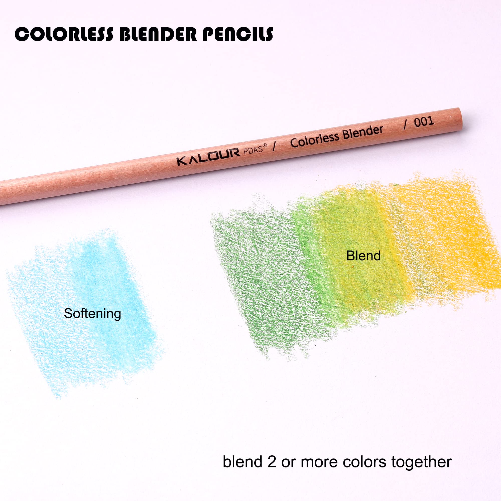 KALOUR Colorless Blender and Burnisher Pencils Set,Non-pigmented, Wax Based Pencil,perfect for Blending Softening Edges,ideal for Colored Pencils,Art Supplies for Artists Beginners(6 Pencils Total)