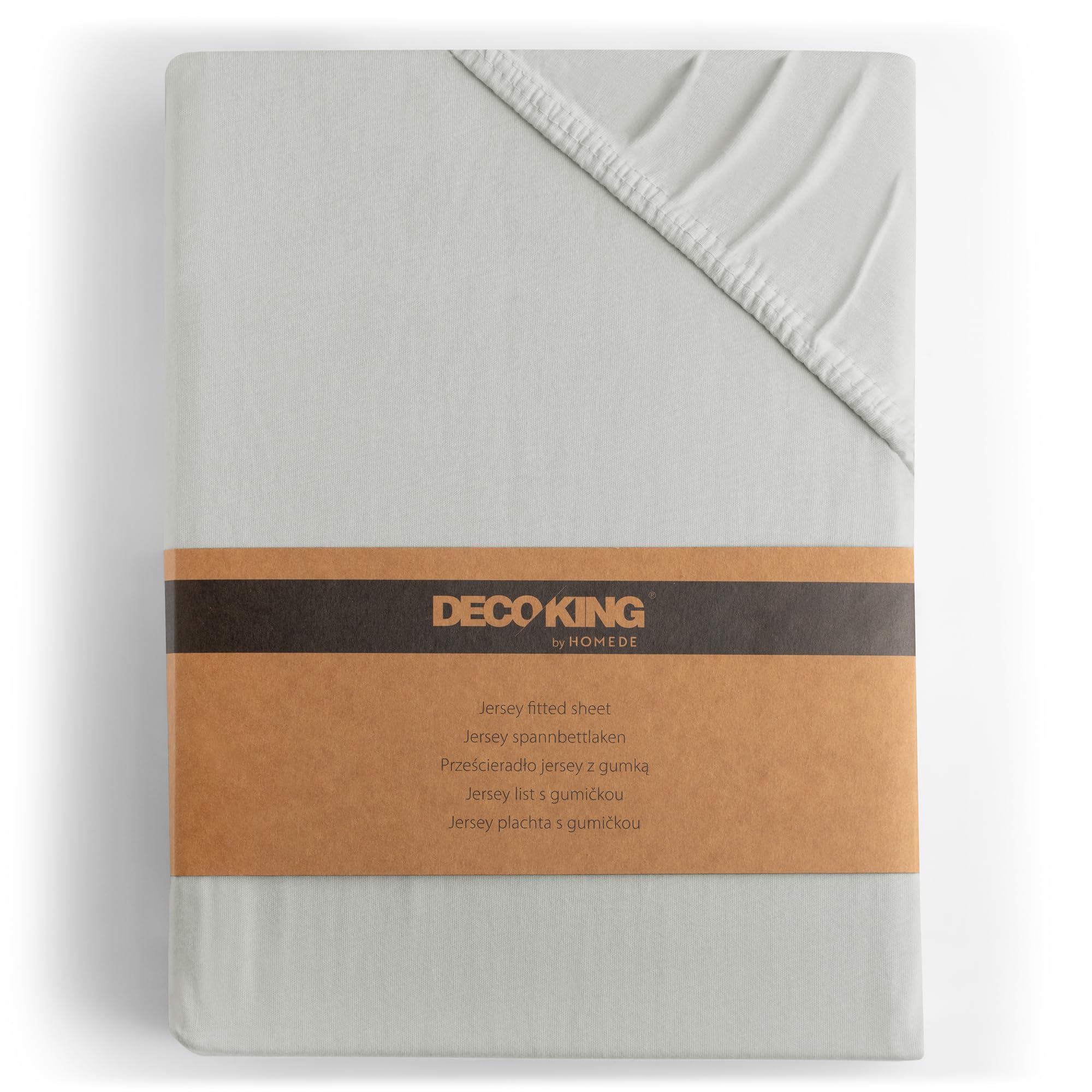 DecoKing Fitted Sheet King 100% Combed Cotton Soft Jersey Bed Sheet 140x200-160x200 cm Silver Amber