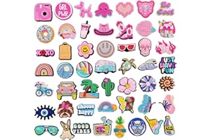 JXMADUK 30 50 Pack Flower Shoe Decorations Charms for Clog Accessories Pins for Girls Women Cute Preppy Hippie Horse Pink Peace Butterfly Cowgirl Shoe Charms Party Favors