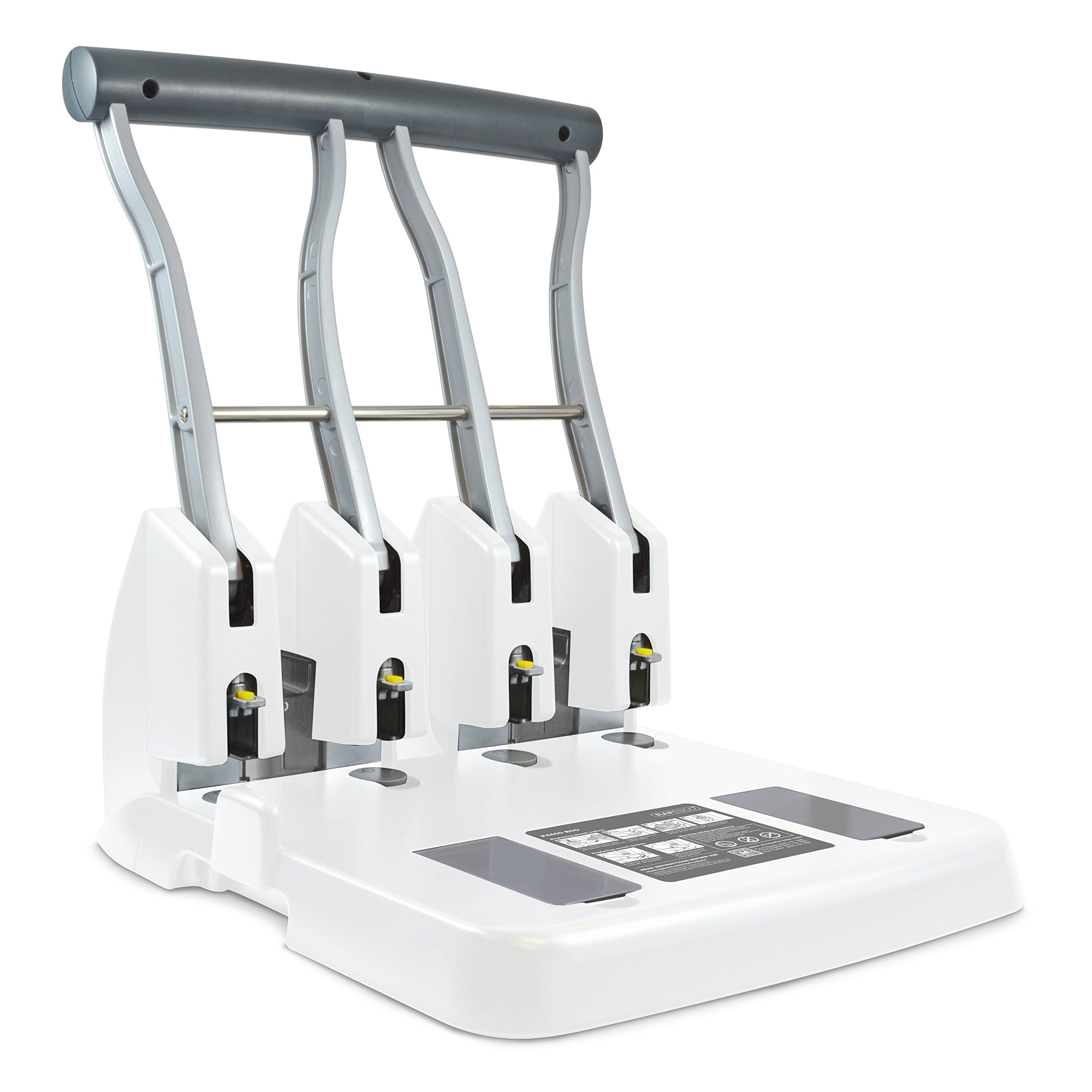 Rapesco 1407 ECO P4400 High-Capacity 4-Hole Punch, 150 Sheet Capacity, Soft White
