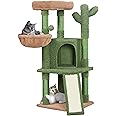 Yaheetech Cactus Cat Tree, 42in Cat Tower for Indoor Cats, Multi Level Cat Condo Scratching Post, Cat Activity Center Pet Furniture w/Ball, Plush Perch, Platform, Basket