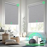 MANSNIX Smart Motorized Blinds with Remote Control, Blackout Roller Shades, Custom Smart Blinds with Valance, Cordless Electr