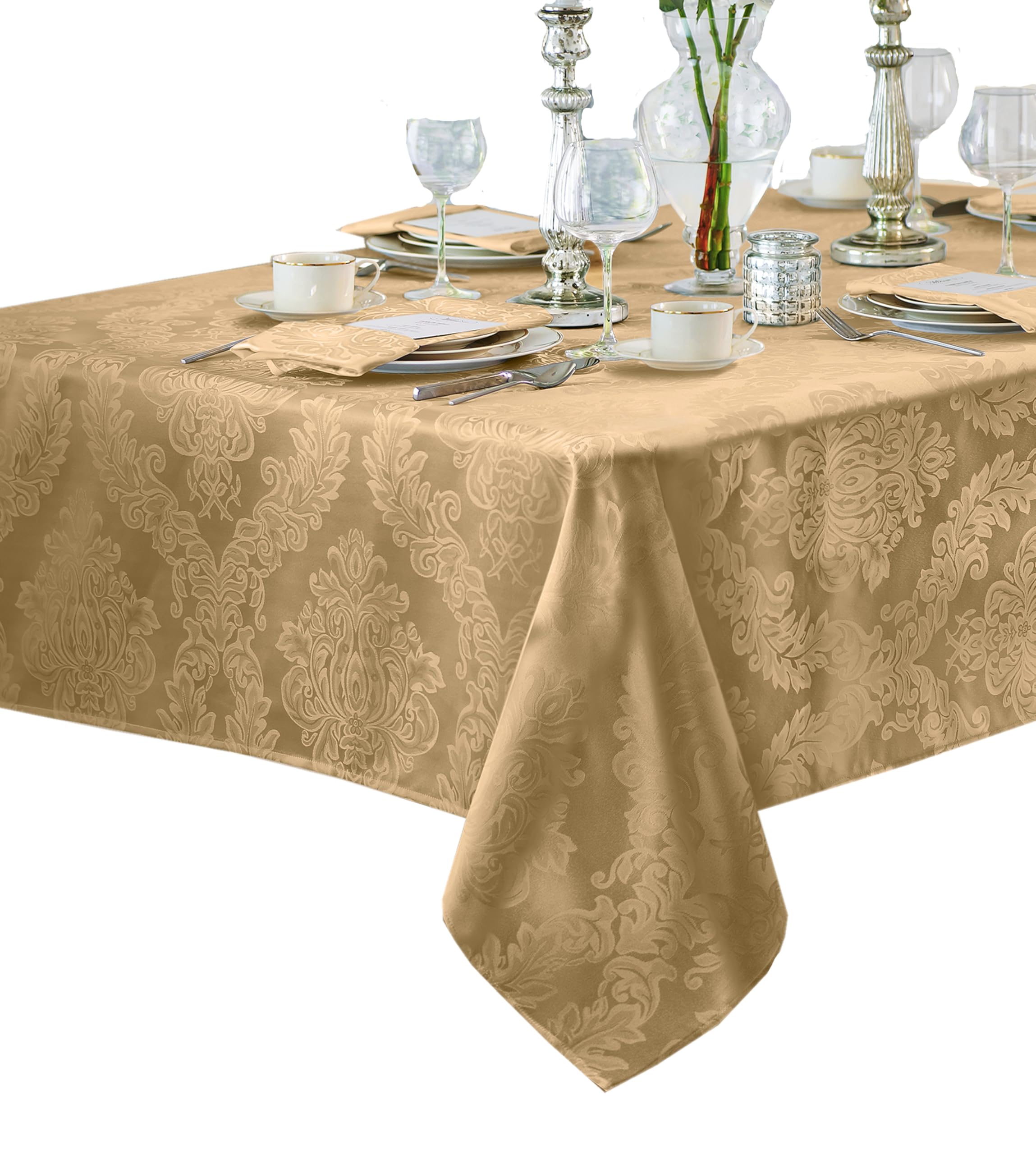 Newbridge Barcelona Luxury Damask Fabric Tablecloth, 100% Polyester, No ...