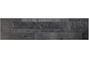 Aspect Peel and Stick Stone Overlay Kitchen Backsplash - Charcoal Slate (5.9" x 23.6" x 1/8" Panel - Approx. 1 sq ft) - Easy DIY Tile Backsplash