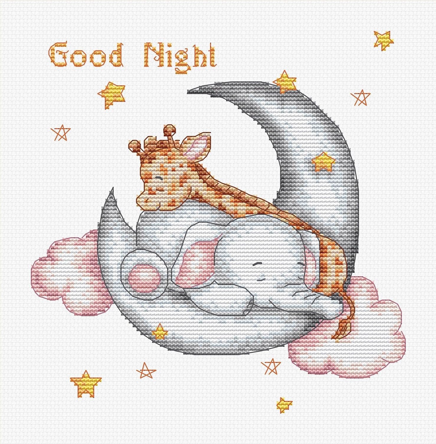 Luca-S Cross Stitch Kit, Good Night, Counted Cross Stitch Kit, Embroidery Kit