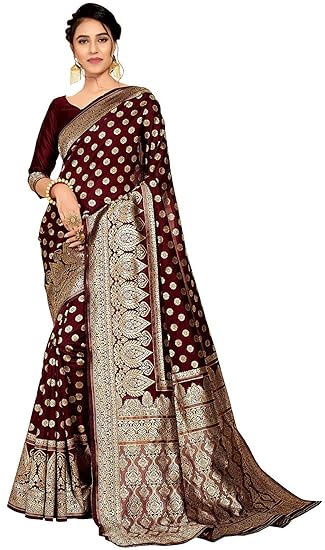 Women's Banarasi Silk Saree With Blouse Piece