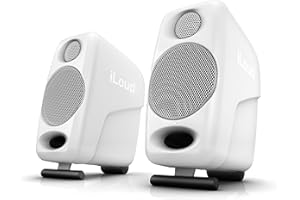 IK Multimedia iLoud Micro Monitor White 50 watt Portable Wireless Bluetooth Studio Reference Monitors, Dual Speakers for Music Production, Mixing, Mastering, Composing, producing and DJs